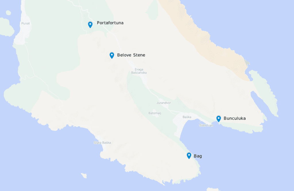 Die vier Klettergebiete in und um Baŝka